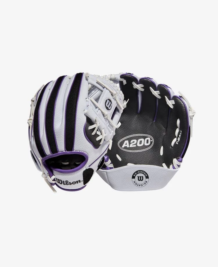 Gloves Wilson A200 Ez-Catch White/Black/Purple 10in Youth Glove 3 Gloves Wilson A200 Ez-Catch White/Black/Purple 10in Youth Glove