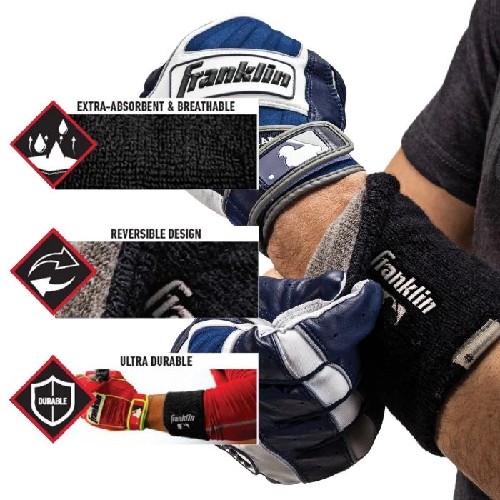 Franklin MLB® 4" X-Vent Reversible Wristbands || Pair Apparel 7 Franklin MLB® 4" X-Vent Reversible Wristbands || Pair Apparel